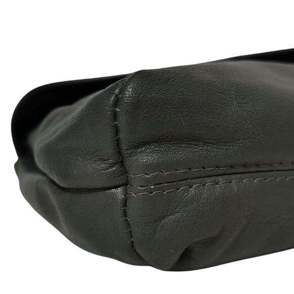 70s Gray Maxi Clutch Faux Leather Foldover Closure Magnetic Clasp 2 Compartments - Picture 3 of 8